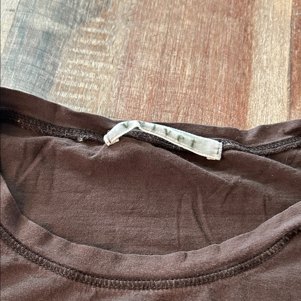 Velvet by Graham & Spencer Vintage Cotton Crewneck Chocolate Short Sleeve Tee - Picture 2 of 6